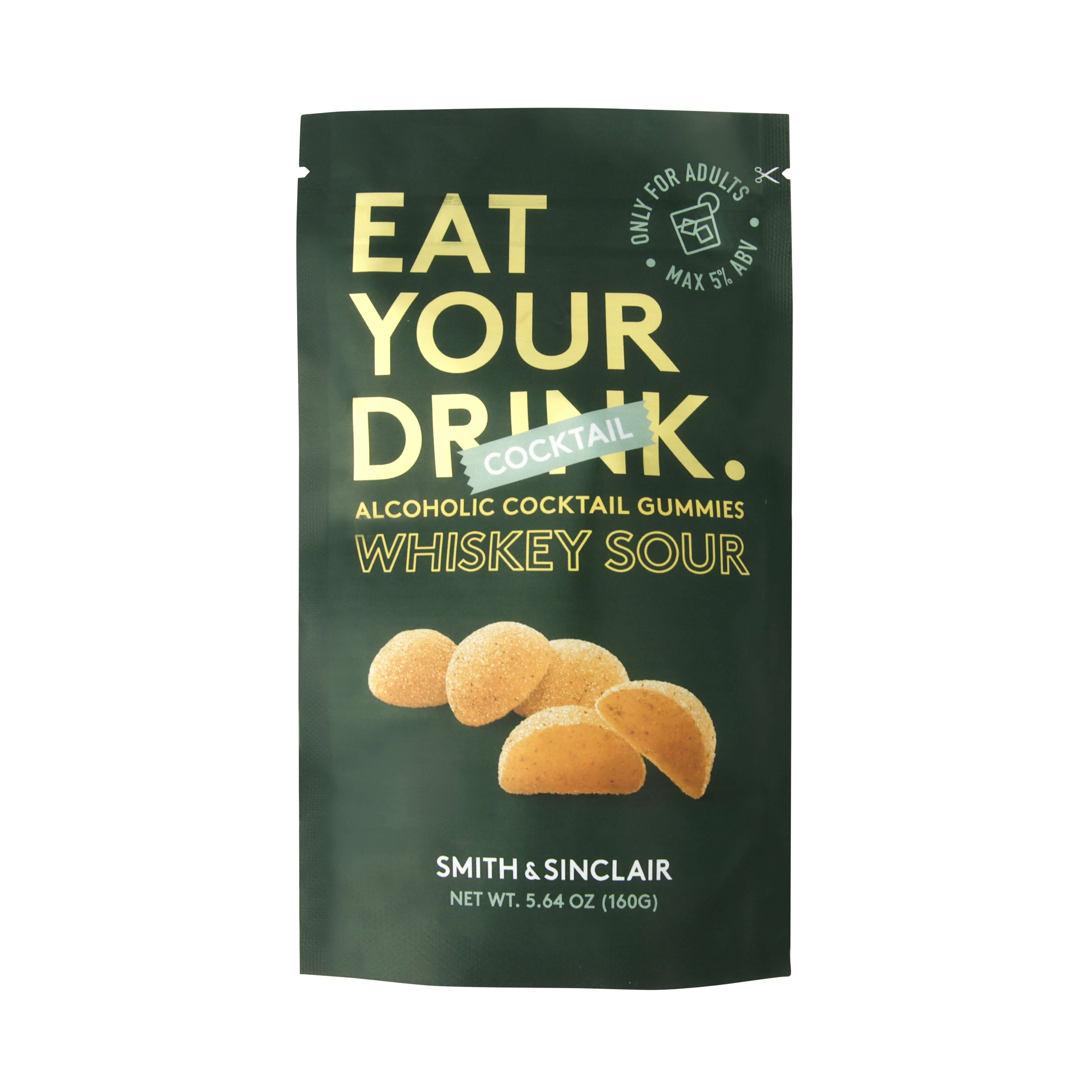 Whiskey Sour Single Alcoholic Cocktail Gummy Bag