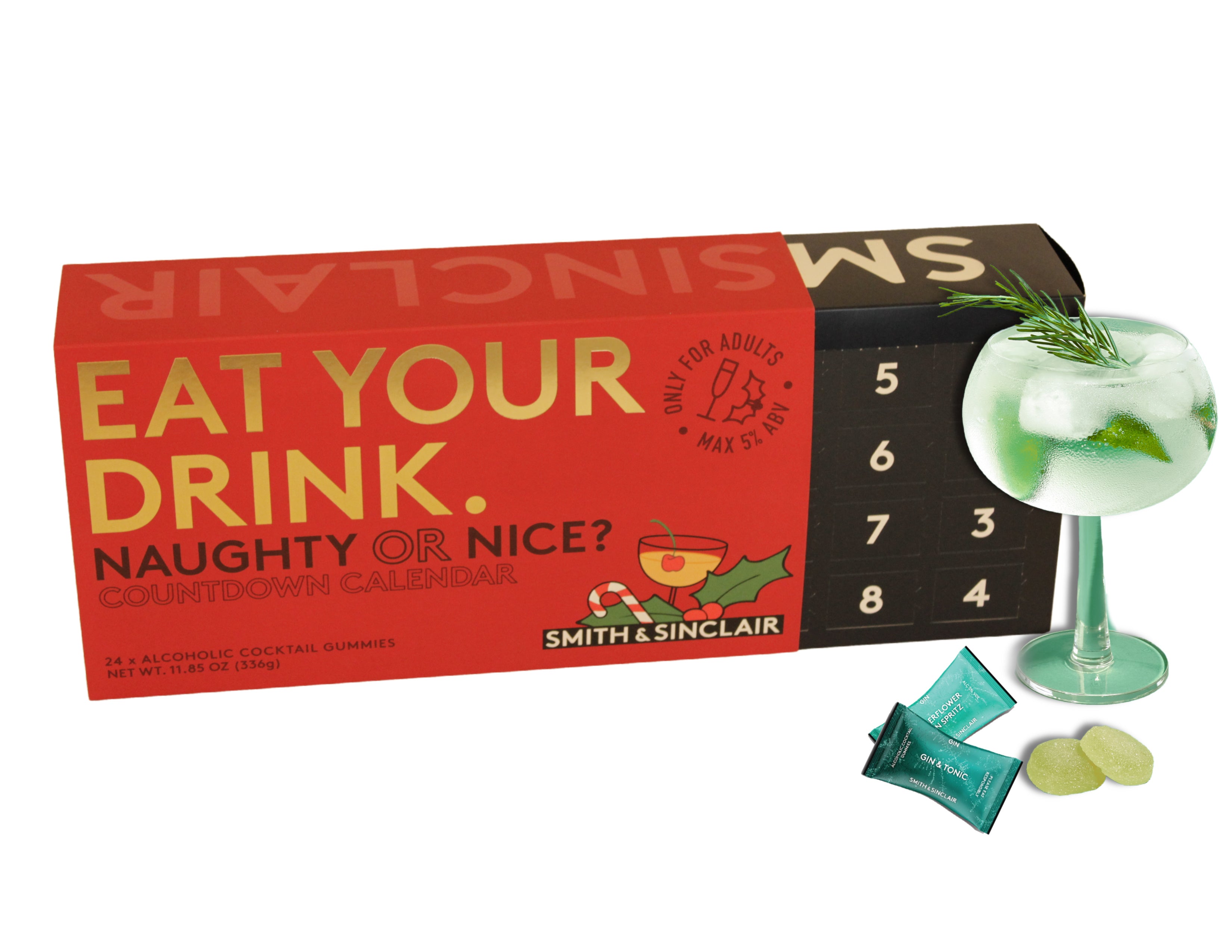 Naughty or Nice Countdown Calendar Alcoholic Cocktail Gummies
